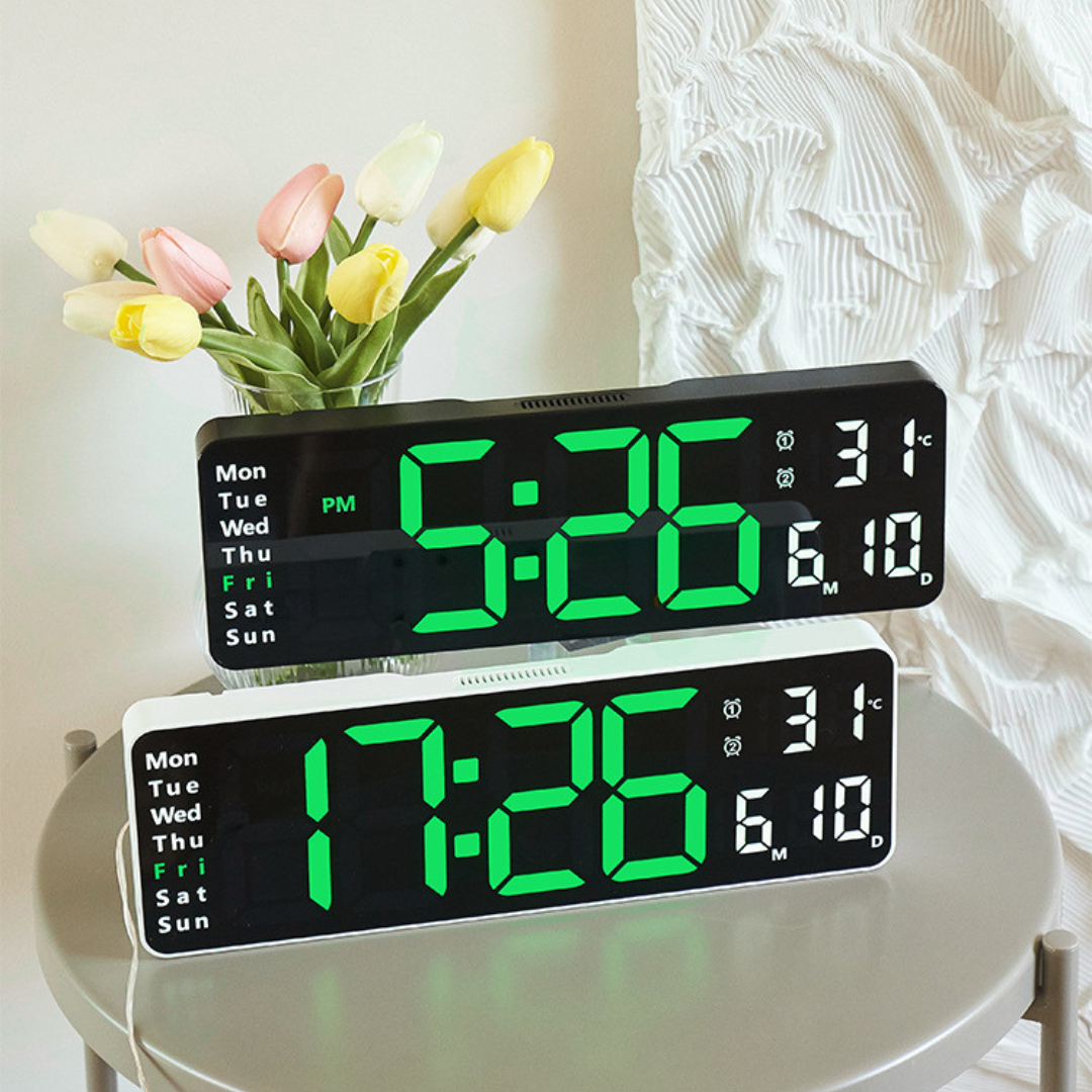 Stor Digital LED Väggklocka med Fjärrkontroll