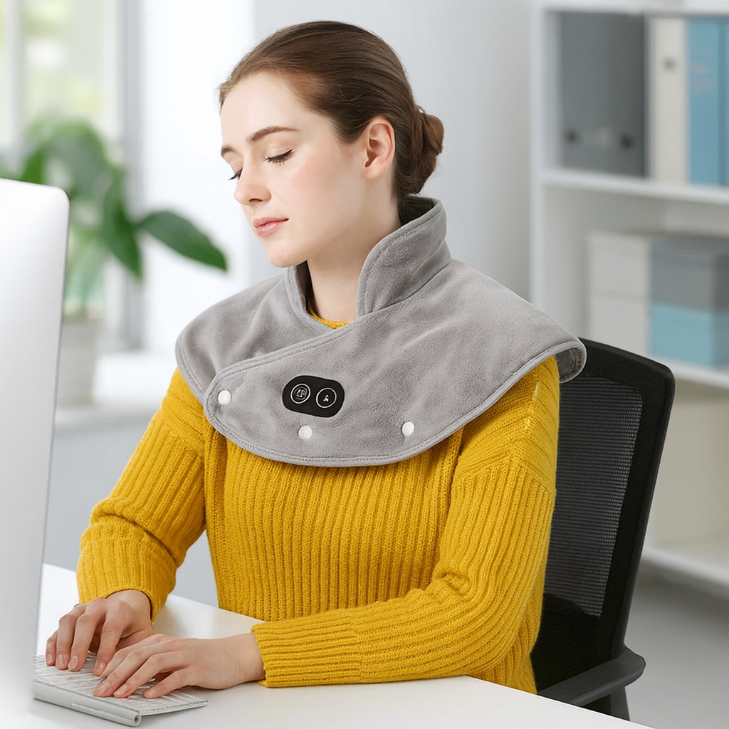 Nack- och axelvärmare med vibration & värme