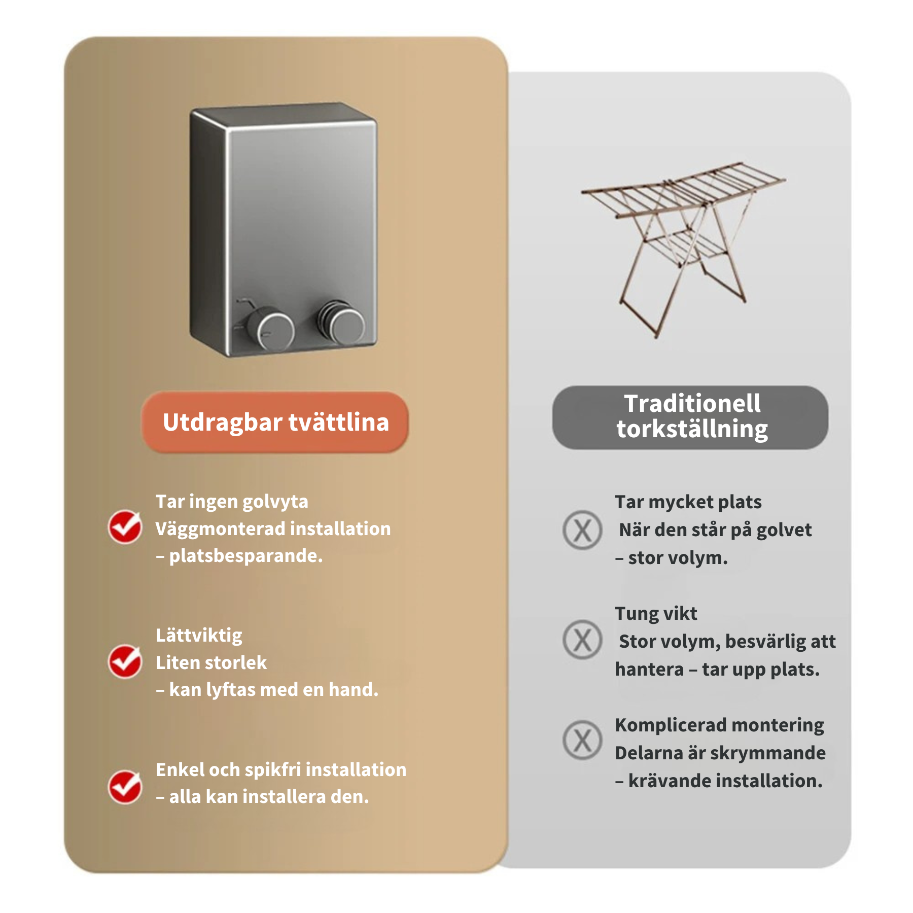 Utdragbar tvättlina